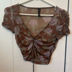 Sheer Adjustable Crop Blouse